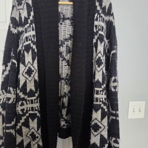 Navy & White Geometric Cardigan